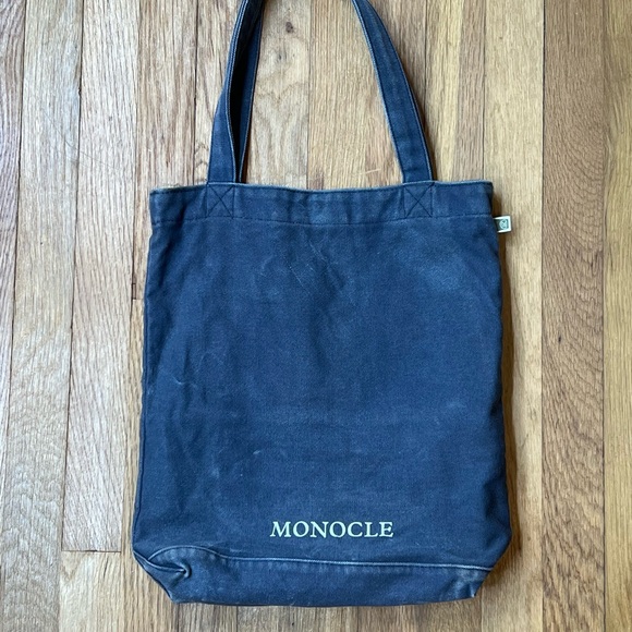 Monocle Navy Blue Canvas Tote Shoulder Strap Magazine Travel Bag - Picture 2 of 3
